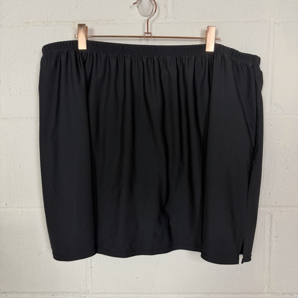 Croft & Barrow Womens Swim Skirt Plus Size 22W Black Side Slit Beach Travel Pool